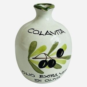 Colavita Ceramic 6" Olive Print Oil Dispenser Artisan Bottle Excellent Condition